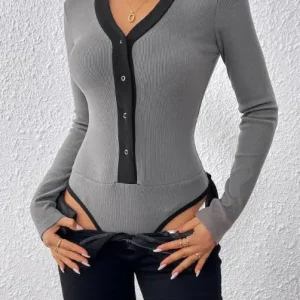 Sexy Bodysuit Women's Casual Slim Fit Woman Clothing Summer Fashion Women Skinny Round Neck Sleeveless Versatile Knit Bodysuit